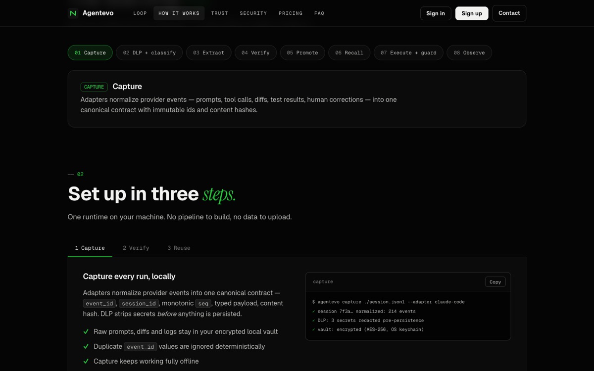 AgentEvo product screenshot 2
